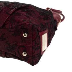 Pre Owned Valentino Red Lace Effect and Leather Bow Dome Satchel