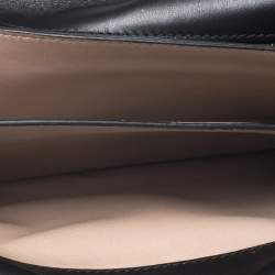 Pre Owned Valentino White/Black Leather Chain Double Flap Clutch