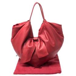 Pre Owned Valentino Red Leather 360 Bow Hobo