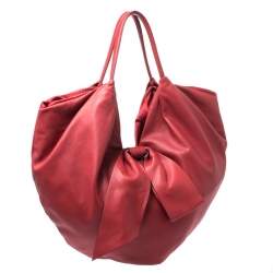 Pre Owned Valentino Red Leather 360 Bow Hobo
