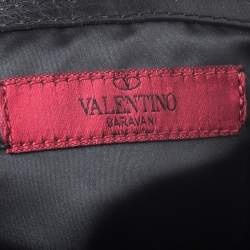 Pre Owned Valentino Green/Black Printed Nylon and Leather Double Pocket Bow Tote