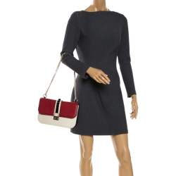 Pre Owned Valentino Tricolor Leather Rockstud Medium Glam Lock Flap Bag