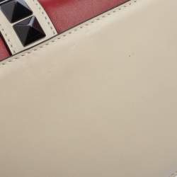 Pre Owned Valentino Tricolor Leather Rockstud Medium Glam Lock Flap Bag