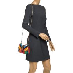 Pre Owned Valentino Multicolor Leather Mini Glam Lock Shoulder Bag