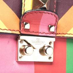 Pre Owned Valentino Multicolor Leather Mini Glam Lock Shoulder Bag
