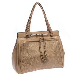 Pre Owned Valentino Beige Leather Demetra Tote