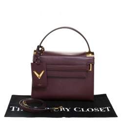 Pre Owned Valentino Burgundy Leather Flap Top Handle Bag