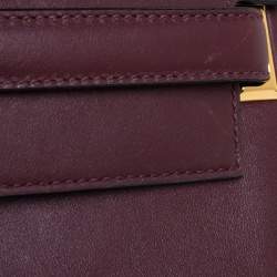 Pre Owned Valentino Burgundy Leather Flap Top Handle Bag