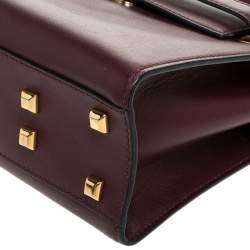Pre Owned Valentino Burgundy Leather Flap Top Handle Bag