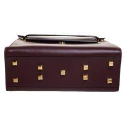 Pre Owned Valentino Burgundy Leather Flap Top Handle Bag