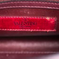 Pre Owned Valentino Burgundy Leather Flap Top Handle Bag