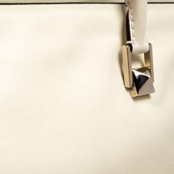 Pre Owned Valentino Cream Leather Rockstud Tote
