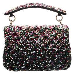 Pre Owned Valentino Multicolor Sequin Medium Rockstud Spike Chain Shoulder Bag