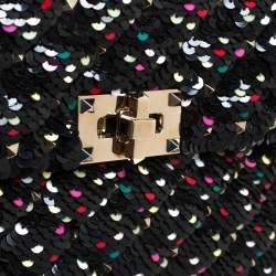 Pre Owned Valentino Multicolor Sequin Medium Rockstud Spike Chain Shoulder Bag