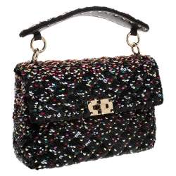 Pre Owned Valentino Multicolor Sequin Medium Rockstud Spike Chain Shoulder Bag