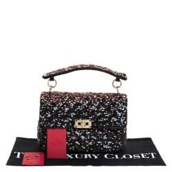 Pre Owned Valentino Multicolor Sequin Medium Rockstud Spike Chain Shoulder Bag