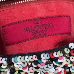 Pre Owned Valentino Multicolor Sequin Medium Rockstud Spike Chain Shoulder Bag