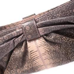 Pre Owned Valentino Pink/Black Lizard Bow Chain Clutch