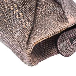 Pre Owned Valentino Pink/Black Lizard Bow Chain Clutch