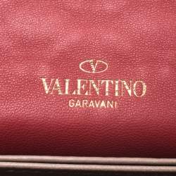 Pre Owned Valentino Gold Patent Leather Rockstud Spike Flap Wallet