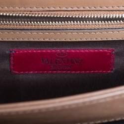 Pre Owned Valentino Tan Leather Flap Top Handle Bag