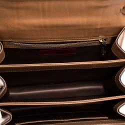 Pre Owned Valentino Tan Leather Flap Top Handle Bag