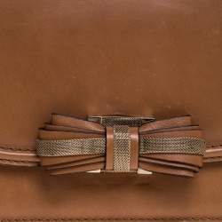 Pre Owned Valentino Tan Leather Flap Top Handle Bag
