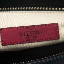 Pre Owned Valentino Green Patent Leather Studded Tote