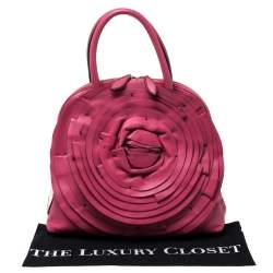 Valentino Fuchsia Leather Petale Rose Dome Satchel