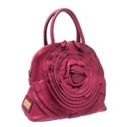 Valentino Fuchsia Leather Petale Rose Dome Satchel