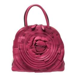 Valentino Fuchsia Leather Petale Rose Dome Satchel