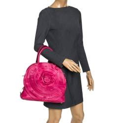 Valentino Fuchsia Leather Petale Rose Dome Satchel