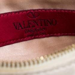 Pre Owned Valentino Off White Leather Wristlet Pouch