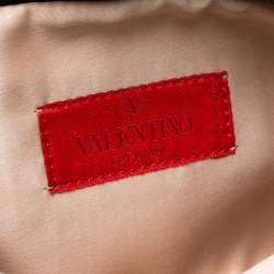 Pre Owned Valentino Black Satin Petale Rose Clutch