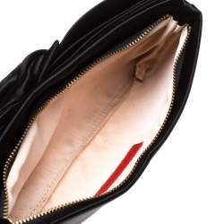 Pre Owned Valentino Black Satin Petale Rose Clutch