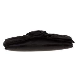 Pre Owned Valentino Black Satin Petale Rose Clutch