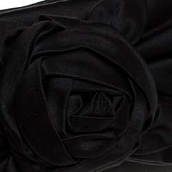 Pre Owned Valentino Black Satin Petale Rose Clutch