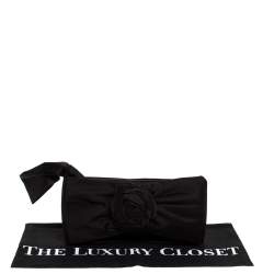 Pre Owned Valentino Black Satin Petale Rose Clutch