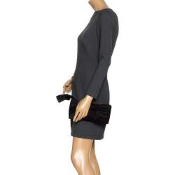 Pre Owned Valentino Black Satin Petale Rose Clutch