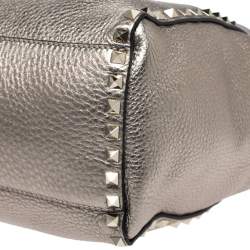 Pre Owned Valentino Metallic Gold Leather Small Rockstud Shopper Tote