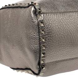 Pre Owned Valentino Metallic Gold Leather Small Rockstud Shopper Tote