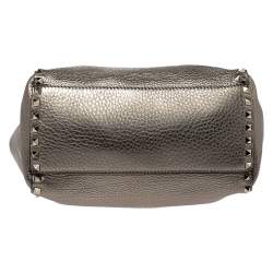 Pre Owned Valentino Metallic Gold Leather Small Rockstud Shopper Tote
