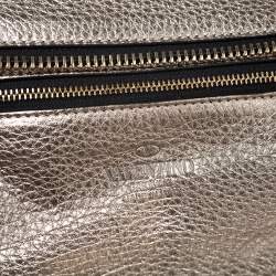 Pre Owned Valentino Metallic Gold Leather Small Rockstud Shopper Tote