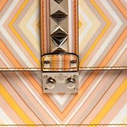 Pre Owned Valentino Multicolor Native Print Couture 1975 Leather Medium Glam Lock Shoulder Bag