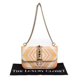 Pre Owned Valentino Multicolor Native Print Couture 1975 Leather Medium Glam Lock Shoulder Bag