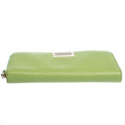Pre Owned Valentino Green Leather Zip Around Continental Wallet
