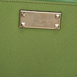 Pre Owned Valentino Green Leather Zip Around Continental Wallet