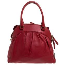 Pre Owned Valentino Red Leather Rose Detail Small Dome Satchel