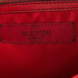 Pre Owned Valentino Red Leather Rose Detail Small Dome Satchel