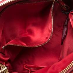 Pre Owned Valentino Red Leather Rose Detail Small Dome Satchel